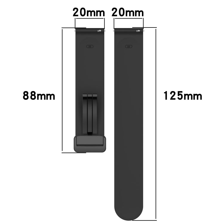 20mm Folding Magnetic Clasp Silicone Watch Band, For Honor Watch ES, For Honor MagicWatch2 42mm