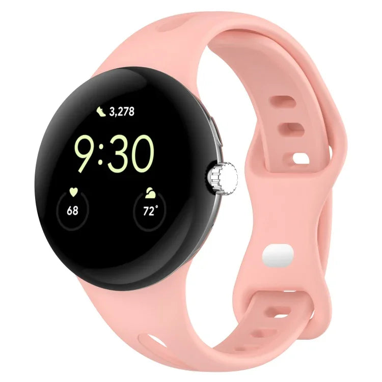 Water Drop Slimming Butterfly Button Solid Silicone Band, For Google Pixel Watch 4 / 3 / 2 / 1 41mm
