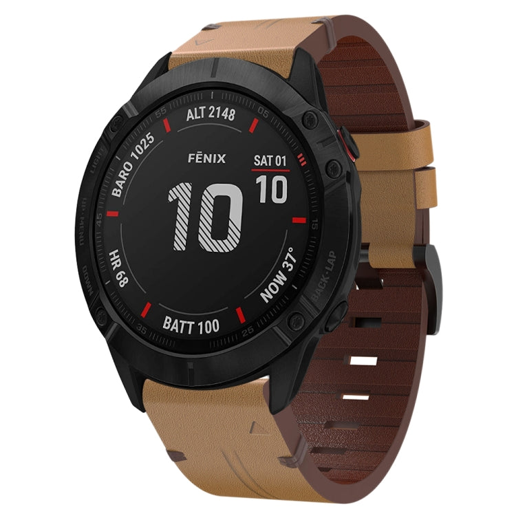 26mm Leather Steel Buckle Watch Band, For Garmin Fenix 6X Pro, For Garmin Fenix 7X, For Garmin Fenix 3 HR, For Garmin Enduro, For Garmin Fenix 6X Sapphire, For Garmin Fenix 7X Solar, For Garmin Descent MK 2, For Garmin Tactix 7, For Garmin Fenix 6X    ...