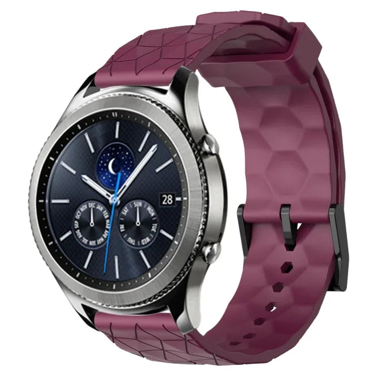 22mm Football Pattern Solid Color Silicone Watch Band, For Samsung Galaxy Watch3 45mm, For Samsung Galaxy Watch 46mm, For Samsung Gear S3 Classic, For Samsung Gear S3 Frontier