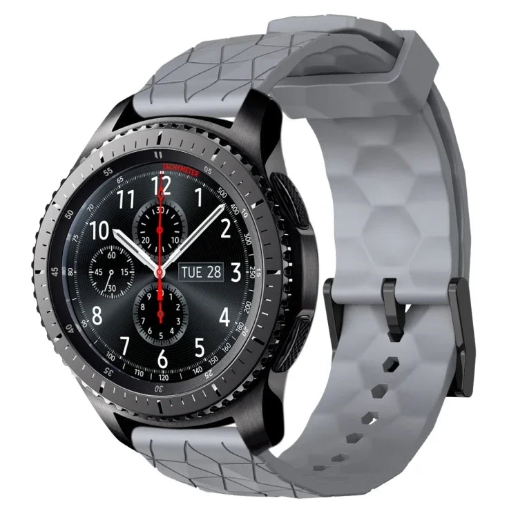 22mm Football Pattern Solid Color Silicone Watch Band, For Samsung Galaxy Watch3 45mm, For Samsung Galaxy Watch 46mm, For Samsung Gear S3 Classic, For Samsung Gear S3 Frontier