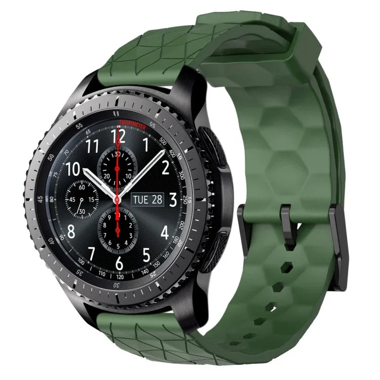 22mm Football Pattern Solid Color Silicone Watch Band, For Samsung Galaxy Watch3 45mm, For Samsung Galaxy Watch 46mm, For Samsung Gear S3 Classic, For Samsung Gear S3 Frontier