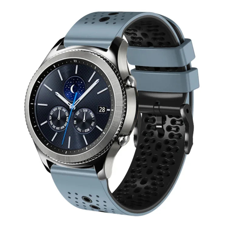 22mm Perforated Two-Color Silicone Watch Band, For Samsung Galaxy Watch3 45mm, For Samsung Galaxy Watch 46mm, For Samsung Gear S3 Classic, For Samsung Gear S3 Frontier