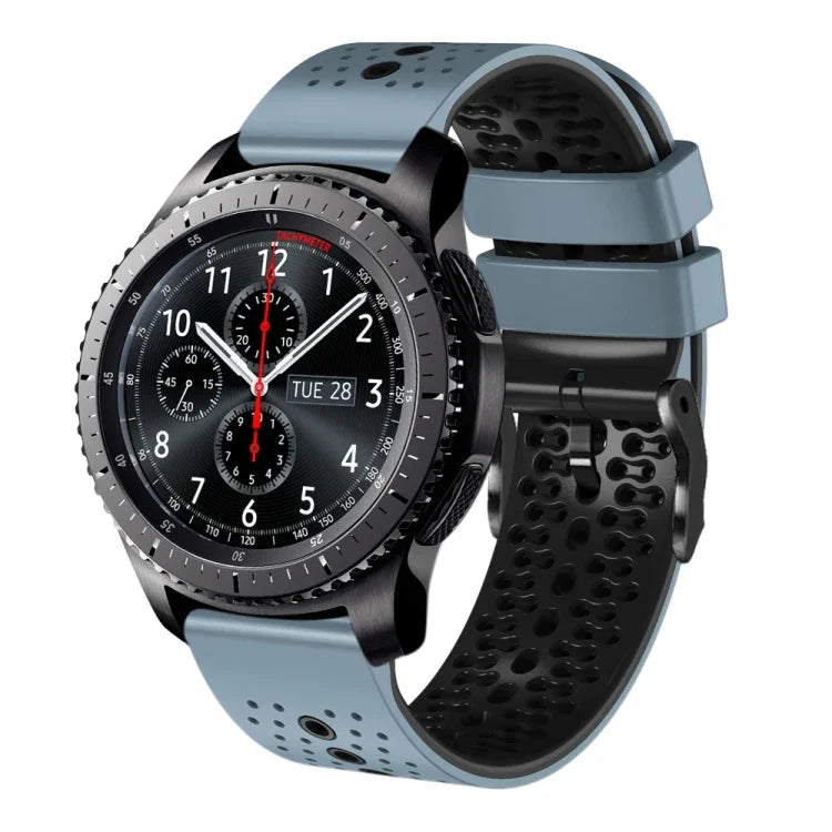 22mm Perforated Two-Color Silicone Watch Band, For Samsung Galaxy Watch3 45mm, For Samsung Galaxy Watch 46mm, For Samsung Gear S3 Classic, For Samsung Gear S3 Frontier