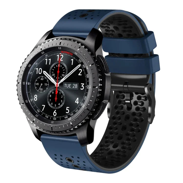 22mm Perforated Two-Color Silicone Watch Band, For Samsung Galaxy Watch3 45mm, For Samsung Galaxy Watch 46mm, For Samsung Gear S3 Classic, For Samsung Gear S3 Frontier