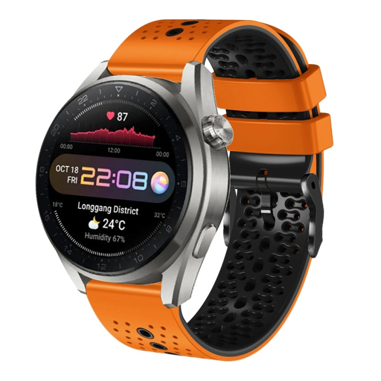 22mm Perforated Two-Color Silicone Watch Band, For Huawei Watch 3 Pro New