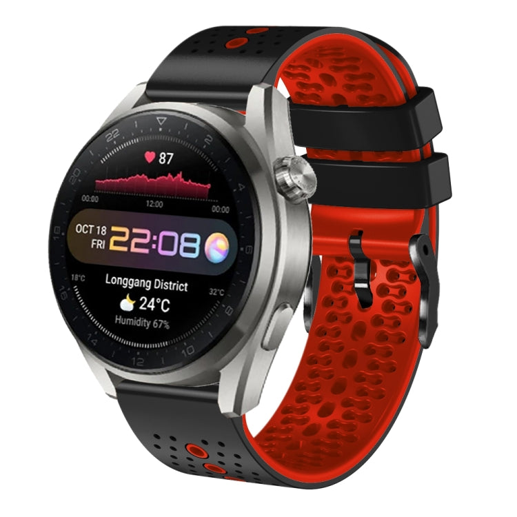 22mm Perforated Two-Color Silicone Watch Band, For Huawei Watch 3 Pro New