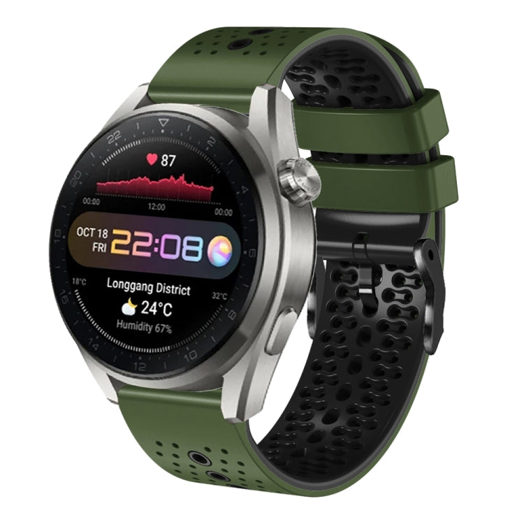 22mm Perforated Two-Color Silicone Watch Band, For Huawei Watch 3 Pro New