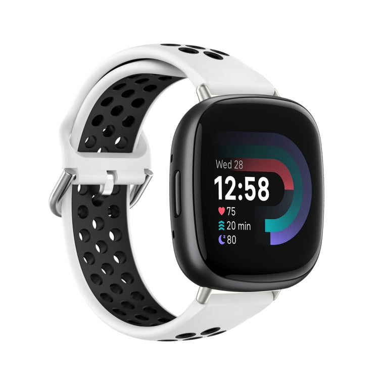 Two-Color Perforated Breathable Silicone Watch Band, For Fitbit Versa 4, For Fitbit Versa 3, For Fitbit Sense 2