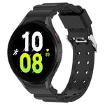 Armor Pure Color Silicone Watch Band for Samsung Galaxy Watch, displaying black design with vibrant interface.