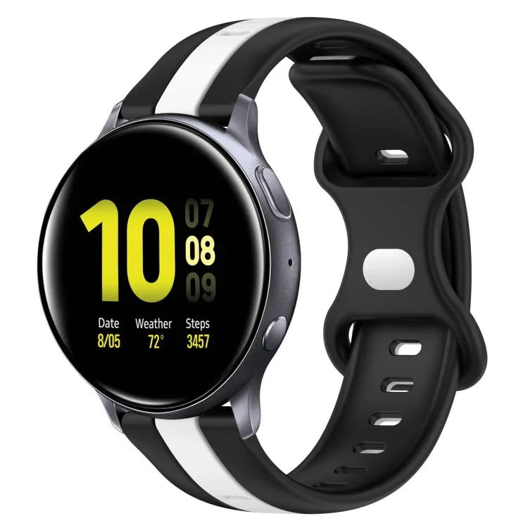 20mm Butterfly Buckle Two-Color Silicone Watch Band, For Samsung Galaxy Watch Active 2 44mm, For Samsung Galaxy Watch 42mm