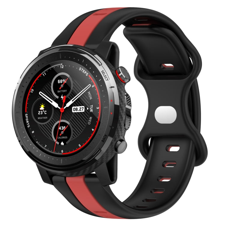 22mm Butterfly Buckle Two-Color Silicone Watch Band, For Amazfit GTR 2, For Amazfit 3, For Amazfit GTR 47mm