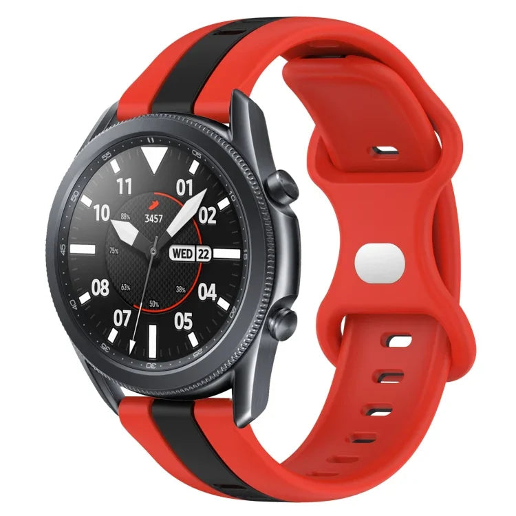 22mm Butterfly Buckle Two-Color Silicone Watch Band, For Samsung Galaxy Watch3 45mm, For Samsung Galaxy Watch 46mm, For Samsung Gear S3 Classic, For Samsung Gear S3 Frontier