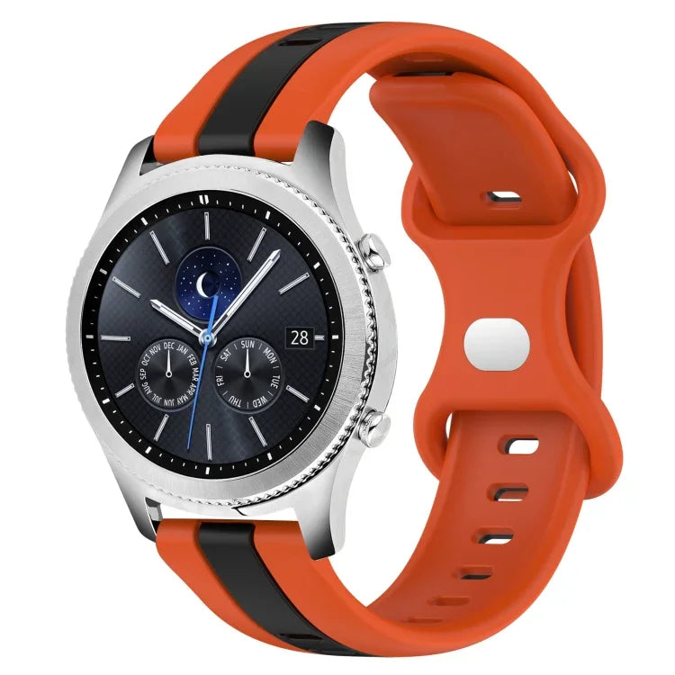 22mm Butterfly Buckle Two-Color Silicone Watch Band, For Samsung Galaxy Watch3 45mm, For Samsung Galaxy Watch 46mm, For Samsung Gear S3 Classic, For Samsung Gear S3 Frontier