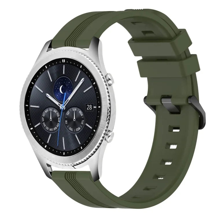 22mm Concave Striped Slicone Watch Band, For Samsung Galaxy Watch3 45mm, For Samsung Galaxy Watch 46mm, For Samsung Gear S3 Classic, For Samsung Gear S3 Frontier