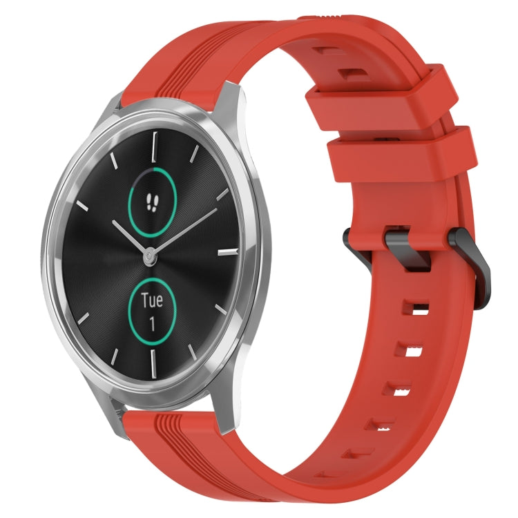 20mm Concave Striped Slicone Watch Band, For Garmin Forerunner 55, For Garmin Venu, For Garmin Venu SQ, For Garmin Garminmove Luxe