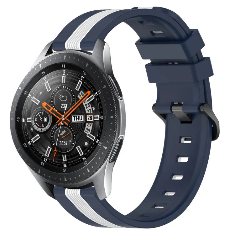 22mm Vertical Two-Color Silicone Watch Band, For Samsung Galaxy Watch3 45mm, For Samsung Galaxy Watch 46mm, For Samsung Gear S3 Classic, For Samsung Gear S3 Frontier