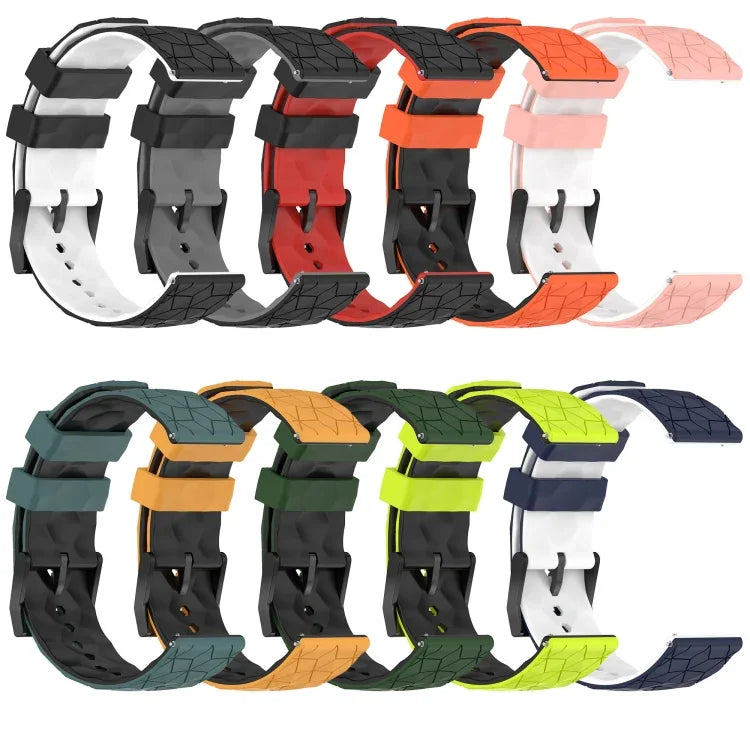22mm Football Pattern Two-Color Silicone Watch Band, For Samsung Galaxy Watch3 45mm, For Samsung Galaxy Watch 46mm, For Samsung Gear S3 Classic, For Samsung Gear S3 Frontier