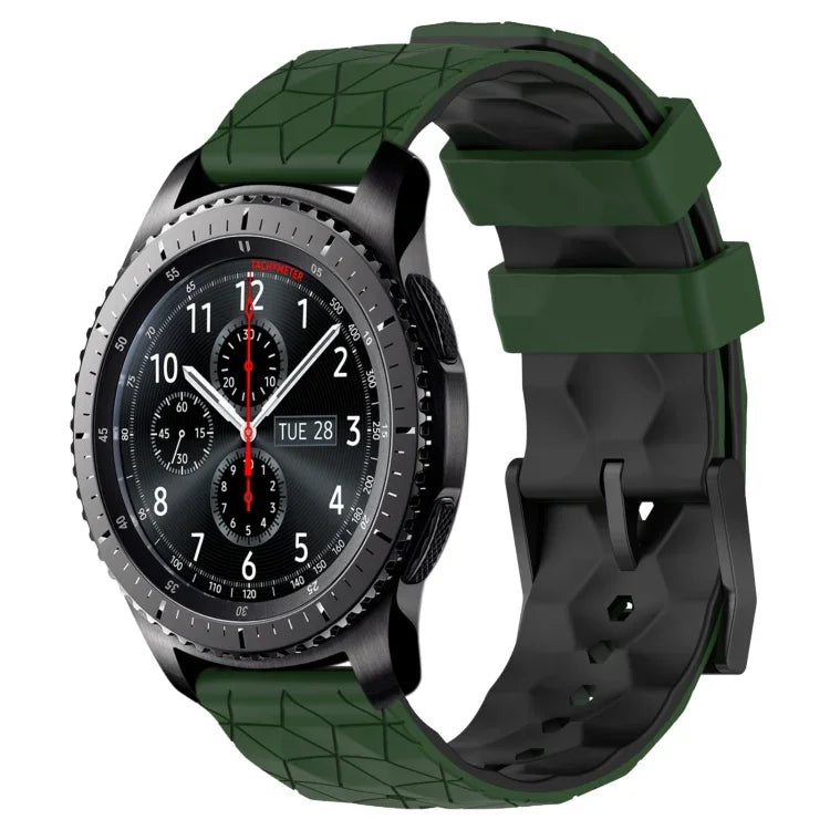 22mm Football Pattern Two-Color Silicone Watch Band, For Samsung Galaxy Watch3 45mm, For Samsung Galaxy Watch 46mm, For Samsung Gear S3 Classic, For Samsung Gear S3 Frontier