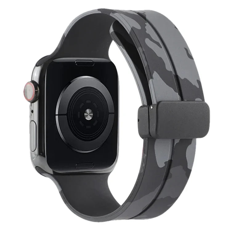 Magnetic Clasp Camouflage Silicone Watch Band, For Apple Watch Ultra 49mm, For Apple Watch Series 8&7 45mm, For Apple Watch Series 8&7 41mm