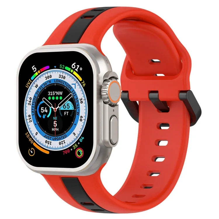 Two-Color Loop Buckle Silicone Watch Band, For Apple Watch Ultra 49mm, For Apple Watch Series 8&7 45mm, For Apple Watch Series 8&7 41mm