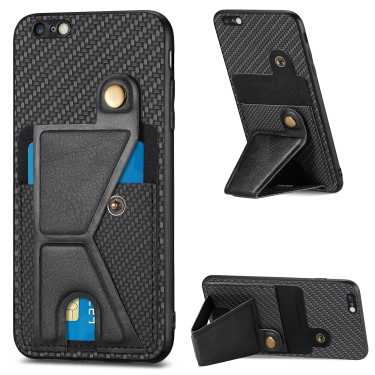 Carbon Fiber Wallet Flip Card K-shaped Holder Phone Case, For iPhone 6 / 6s, For iPhone 6 Plus / 6s Plus, For iPhone SE 2022 / 2020 / 7 / 8, For iPhone 7 Plus / 8 Plus, For iPhone X / XS, For iPhone XR, For iPhone XS Max, For iPhone 11, For iPhone 11 Pro
