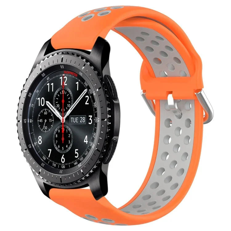 22mm Perforated Breathable Sports Silicone Watch Band, For Samsung Galaxy Watch3 45mm, For Samsung Gear S3 Classic, For Samsung Gear S3 Frontier