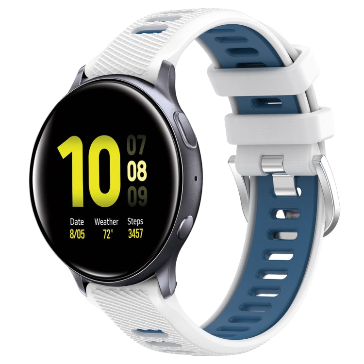 20mm Sports Two-Color Steel Buckle Silicone Watch Band, For Samsung Galaxy Watch Active2 40mm, For Samsung Galaxy Watch Active2 44mm, For Samsung Galaxy Watch 42mm, For Samsung Galaxy Watch 6 Classic 47mm