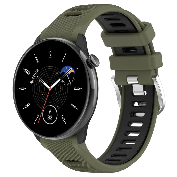 20mm Sports Two-Color Steel Buckle Silicone Watch Band, For Samsung Galaxy Watch 6 40mm, For Samsung Galaxy Watch 6 Classic 43mm