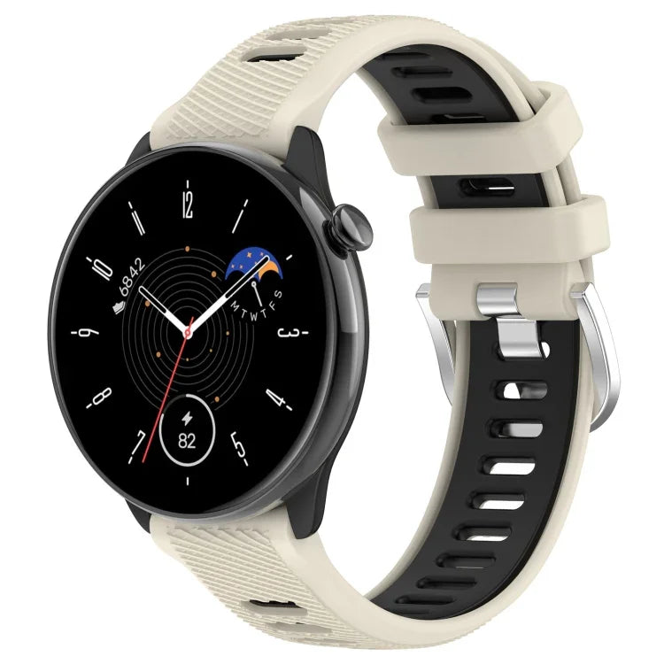 20mm Sports Two-Color Steel Buckle Silicone Watch Band, For Samsung Galaxy Watch 6 40mm, For Samsung Galaxy Watch 6 Classic 43mm