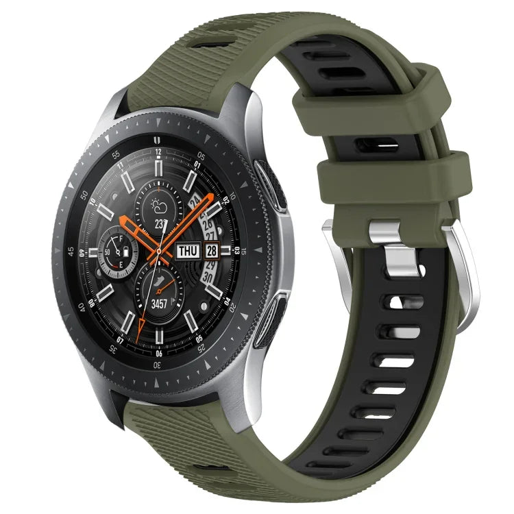 22mm Sports Two-Color Steel Buckle Silicone Watch Band, For Samsung Galaxy Watch3 45mm, For Samsung Galaxy Watch 46mm, For Samsung Gear S3 Classic, For Samsung Gear S3 Frontier