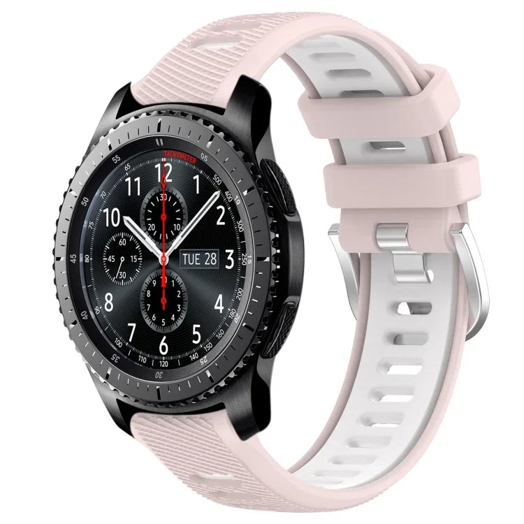 22mm Sports Two-Color Steel Buckle Silicone Watch Band, For Samsung Galaxy Watch3 45mm, For Samsung Galaxy Watch 46mm, For Samsung Gear S3 Classic, For Samsung Gear S3 Frontier