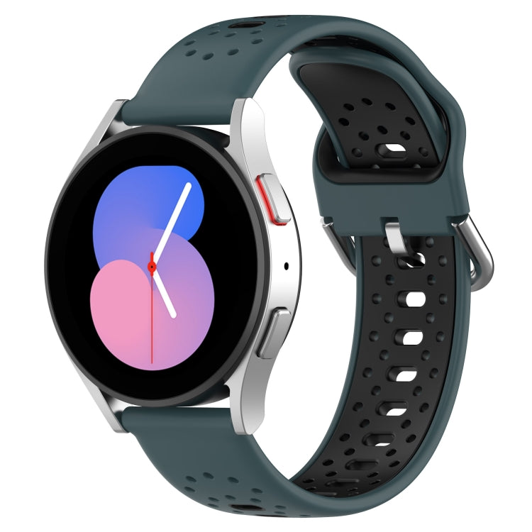 20mm Breathable Two-Color Silicone Watch Band, For Samsung Galaxy Watch 5 Pro 45mm, For Samsung Galaxy Watch 4 44mm, For Samsung Galaxy Watch 4 40mm