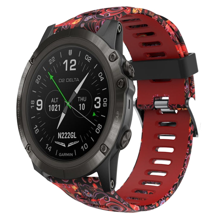 26mm Camouflage Printed Silicone Watch Band, For Garmin Instinct 2X Solar, For Garmin D2 Delta PX, For Garmin Tactix 7 Pro, For Garmin Tactix 7, For Garmin Fenix 7X, For Garmin Fenix 7X Solar, For Garmin Tactix Delta, For Garmin Enduro 2