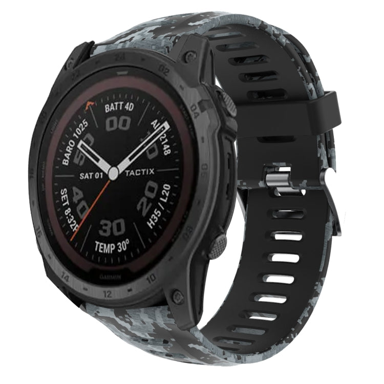 26mm Camouflage Printed Silicone Watch Band, For Garmin Instinct 2X Solar, For Garmin D2 Delta PX, For Garmin Tactix 7 Pro, For Garmin Tactix 7, For Garmin Fenix 7X, For Garmin Fenix 7X Solar, For Garmin Tactix Delta, For Garmin Enduro 2