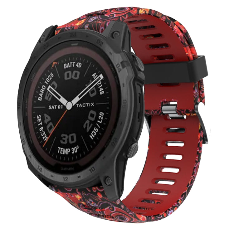 26mm Camouflage Printed Silicone Watch Band, For Garmin Instinct 2X Solar, For Garmin D2 Delta PX, For Garmin Tactix 7 Pro, For Garmin Tactix 7, For Garmin Fenix 7X, For Garmin Fenix 7X Solar, For Garmin Tactix Delta, For Garmin Enduro 2
