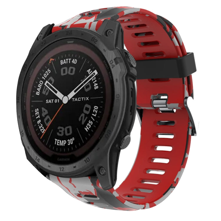 26mm Camouflage Printed Silicone Watch Band, For Garmin Instinct 2X Solar, For Garmin D2 Delta PX, For Garmin Tactix 7 Pro, For Garmin Tactix 7, For Garmin Fenix 7X, For Garmin Fenix 7X Solar, For Garmin Tactix Delta, For Garmin Enduro 2