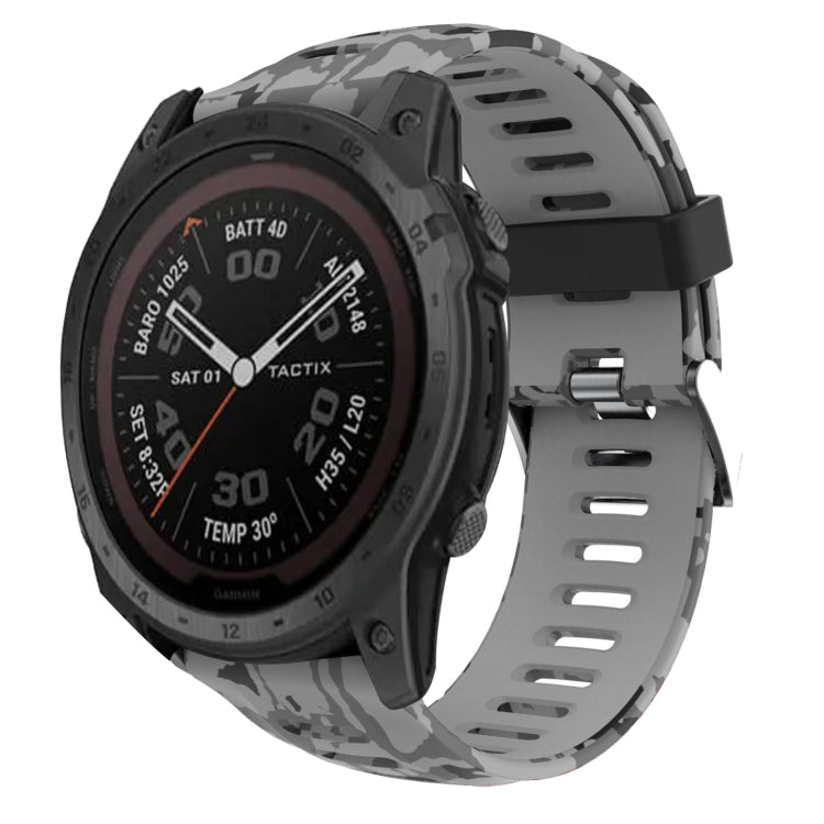 26mm Camouflage Printed Silicone Watch Band, For Garmin Instinct 2X Solar, For Garmin D2 Delta PX, For Garmin Tactix 7 Pro, For Garmin Tactix 7, For Garmin Fenix 7X, For Garmin Fenix 7X Solar, For Garmin Tactix Delta, For Garmin Enduro 2