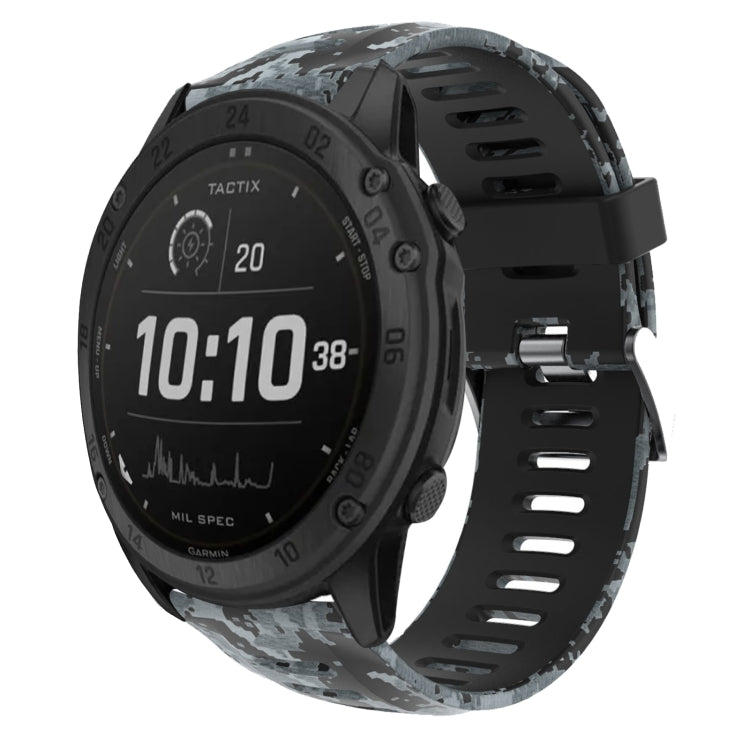 26mm Camouflage Printed Silicone Watch Band, For Garmin Instinct 2X Solar, For Garmin D2 Delta PX, For Garmin Tactix 7 Pro, For Garmin Tactix 7, For Garmin Fenix 7X, For Garmin Fenix 7X Solar, For Garmin Tactix Delta, For Garmin Enduro 2