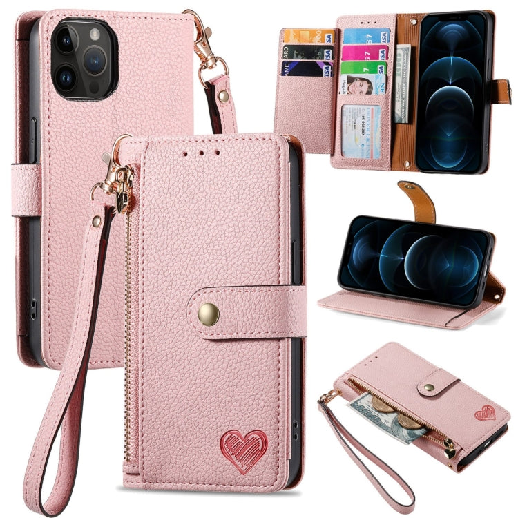 Love Zipper Lanyard Leather Phone Case, For iPhone 14 Pro Max, For iPhone 7 / 8 / SE 2022, For iPhone 13 Pro Max, For iPhone 13 Pro, For iPhone 13, For iPhone 12 / 12 Pro, For iPhone 12 Pro Max, For iPhone 11 Pro Max