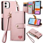 Love Zipper Lanyard Leather Phone Case, For iPhone 11, For iPhone 11 Pro, For iPhone XR, For iPhone XS Max, For iPhone 7 Plus / 8 Plus, For iPhone 6 Plus / 6s Plus, For iPhone 6 / 6s