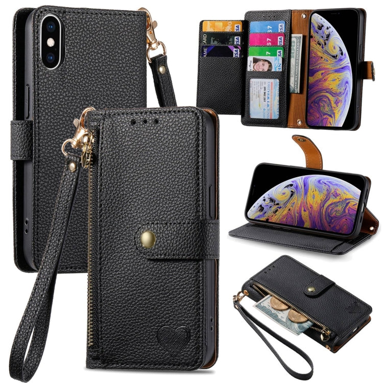 Love Zipper Lanyard Leather Phone Case, For iPhone 11, For iPhone 11 Pro, For iPhone XR, For iPhone XS Max, For iPhone 7 Plus / 8 Plus, For iPhone 6 Plus / 6s Plus, For iPhone 6 / 6s