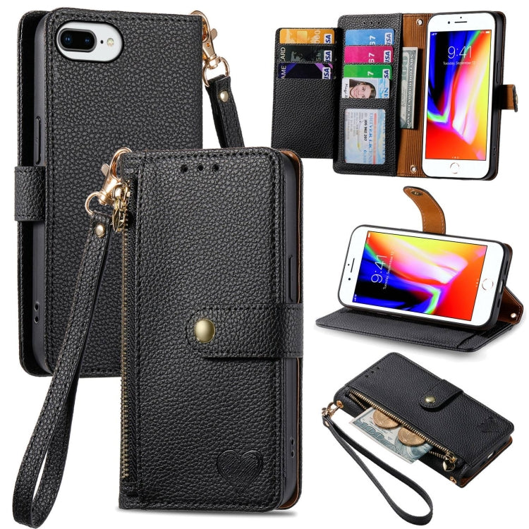 Love Zipper Lanyard Leather Phone Case, For iPhone 11, For iPhone 11 Pro, For iPhone XR, For iPhone XS Max, For iPhone 7 Plus / 8 Plus, For iPhone 6 Plus / 6s Plus, For iPhone 6 / 6s