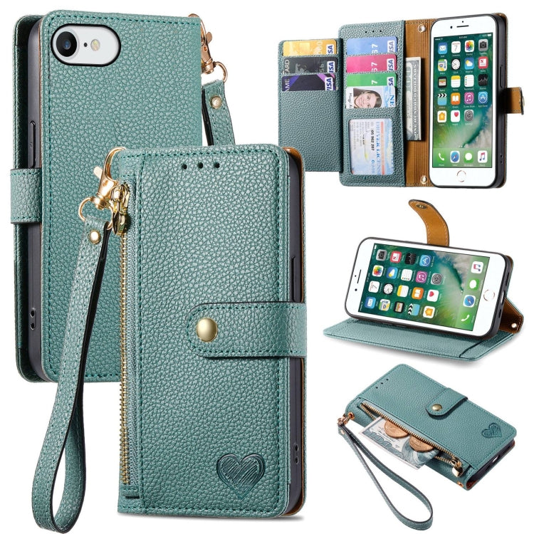 Love Zipper Lanyard Leather Phone Case, For iPhone 11, For iPhone 11 Pro, For iPhone XR, For iPhone XS Max, For iPhone 7 Plus / 8 Plus, For iPhone 6 Plus / 6s Plus, For iPhone 6 / 6s