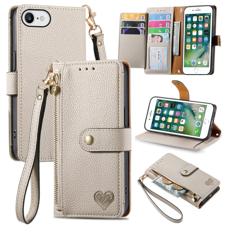 Love Zipper Lanyard Leather Phone Case, For iPhone 11, For iPhone 11 Pro, For iPhone XR, For iPhone XS Max, For iPhone 7 Plus / 8 Plus, For iPhone 6 Plus / 6s Plus, For iPhone 6 / 6s