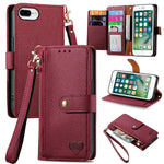 Love Zipper Lanyard Leather Phone Case, For iPhone 11, For iPhone 11 Pro, For iPhone XR, For iPhone XS Max, For iPhone 7 Plus / 8 Plus, For iPhone 6 Plus / 6s Plus, For iPhone 6 / 6s