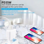 35W PD3.0 USB-C / Type-C Dual Port Charger with Type-C to 8 Pin Data Cable, US Plug, US Plug + 1m 8 Pin Cable, US Plug + 2m 8 Pin Cable