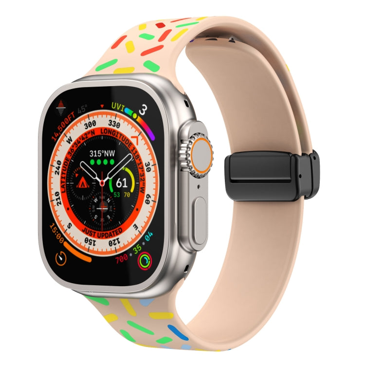 Rainbow Dots Silicone Magnetic Black Buckle Watch Band, For Apple Watch SE 2022 44mm, For Apple Watch 7 41mm, For Apple Watch 7 45mm, For Apple Watch SE 40mm