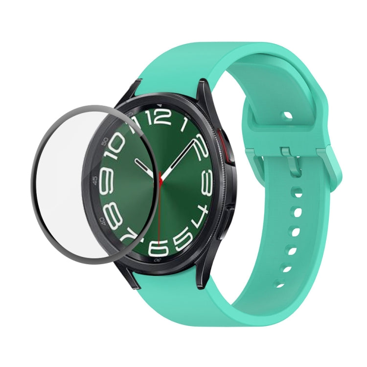 JUNSUNMAY Silicone Adjustable Strap + Full Coverage PMMA Screen Protector Kit, For Samsung Galaxy Watch6 Classic 43mm, For Samsung Galaxy Watch5 44mm, For Samsung Galaxy Watch5 Pro 45mm