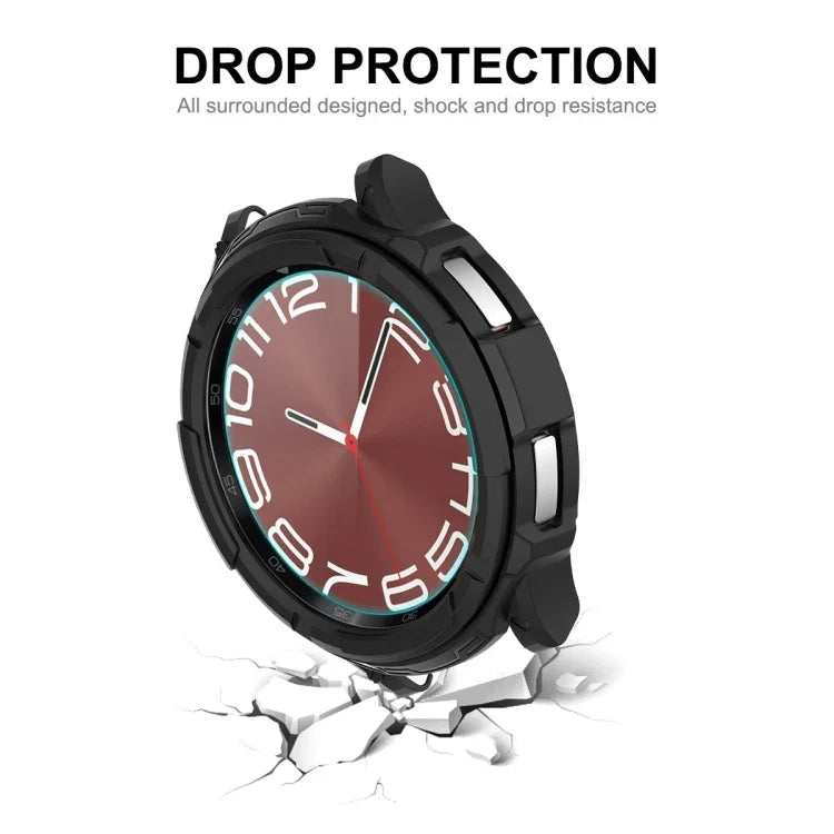 ENKAY Hat-Prince 2 in 1 TPU Armor Watch Case + 0.2mm 9H Tempered Glass Screen Protector, For Samsung Galaxy Watch6 Classic 47mm, For Samsung Galaxy Watch6 Classic 43mm